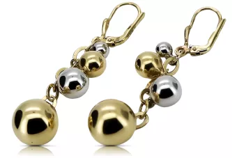 "Exquisite 14K Yellow White Gold Italian Ball Earrings" cen046yw