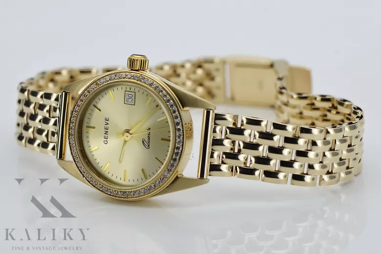 Gold men's watch Geneve ★ zlotychlopak.pl ★ Gold purity 585 333 Low Price!