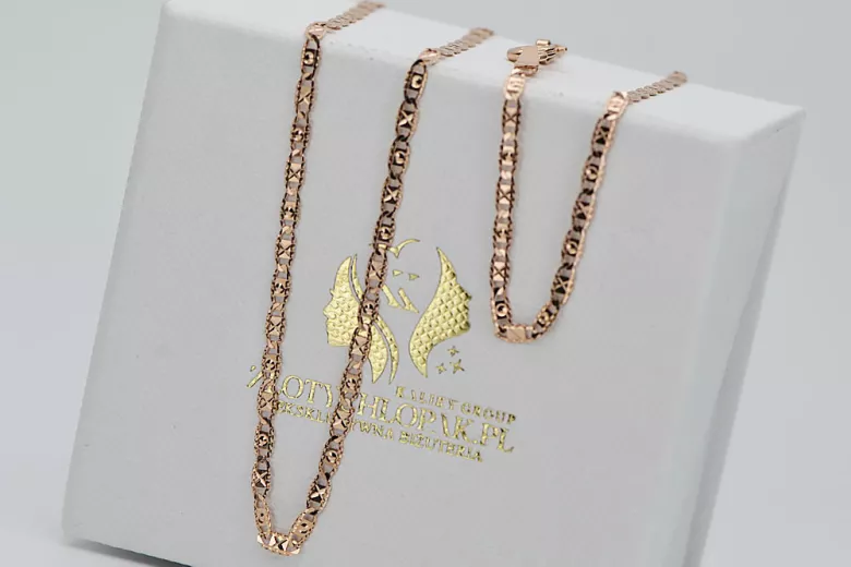 Rose red pink 14k Gold Chain 585 cc066r