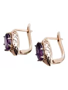 Vintage Inspired 14K Rose Gold Amethyst Earrings vec141