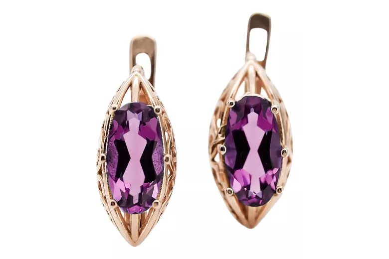 "Exklusive Amethyst Ohrringe in 14 Karat Roségold vec141" Vintage