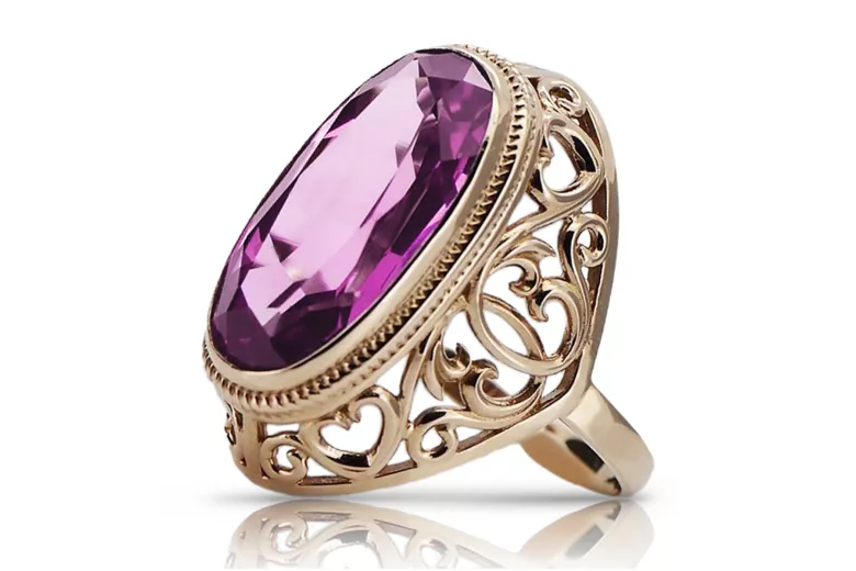 Russe soviétique rose 14k 585 or Alexandrite Rubis Émeraude Saphir Zircon bague vrc084