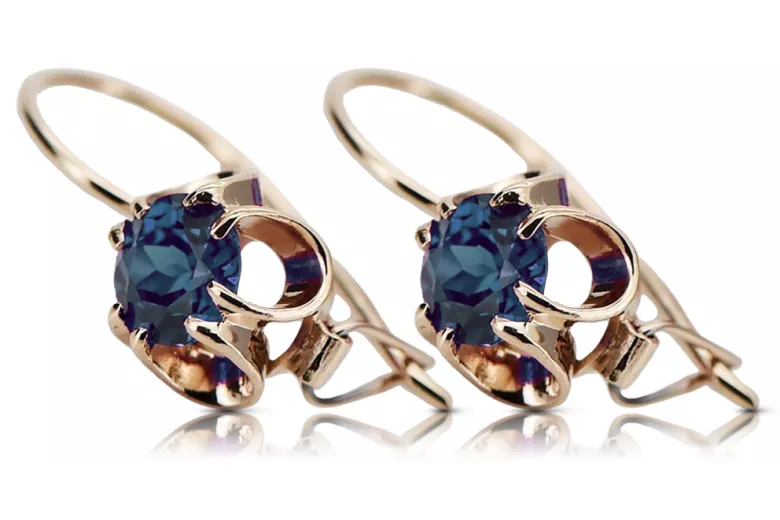 Silver rose gold plated 925 Alexandrite earrings vec035rp Vintage