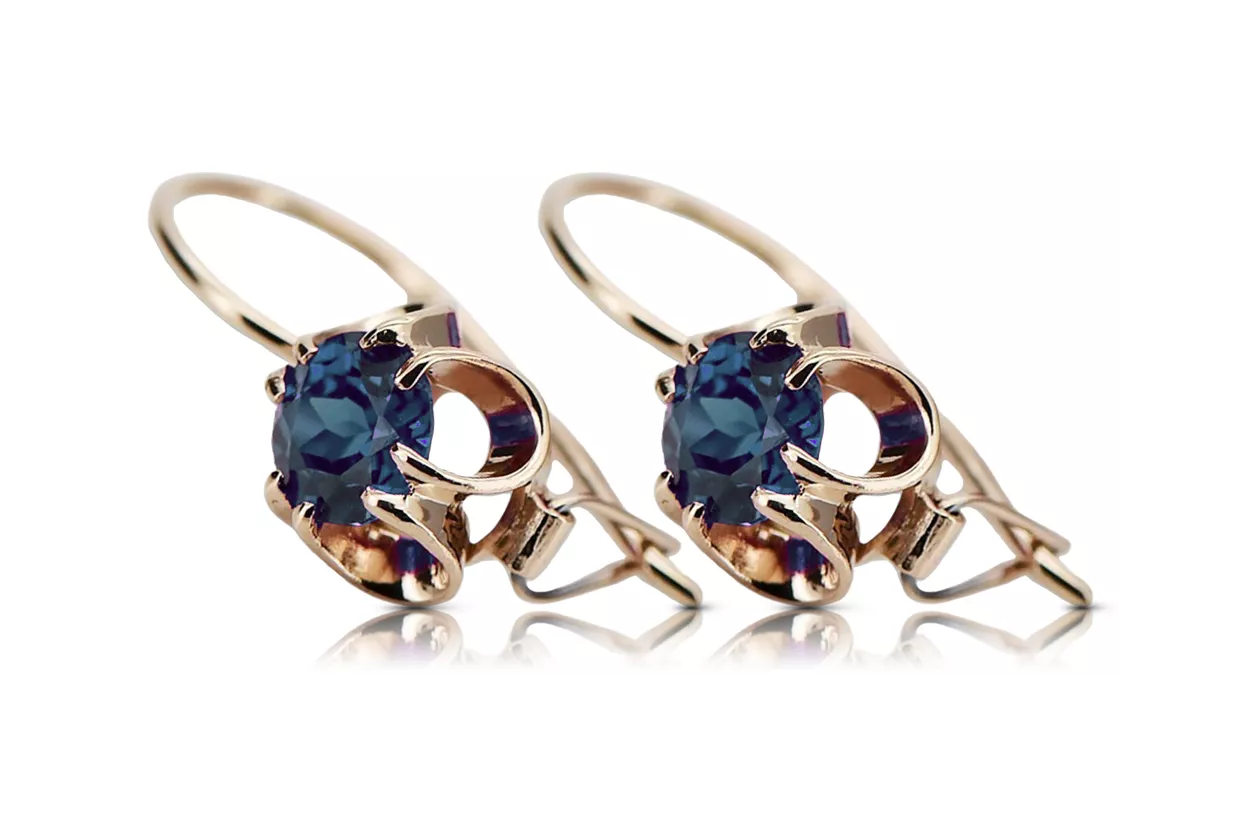 Silver rose gold plated 925 Alexandrite earrings vec035rp Vintage