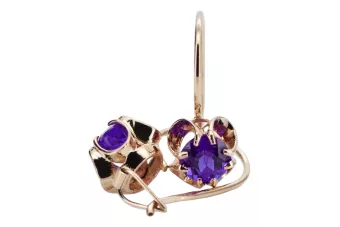 Pendientes de plata con baño de oro rosa 925 Alejandrita vec035rp Vintage