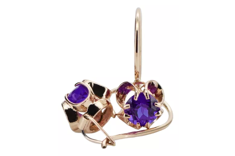 Silver rose gold plated 925 Alexandrite earrings vec035rp Vintage