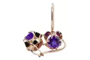 Boucles d'oreilles alexandrite argent plaqué or rose 925 vec035rp Vintage