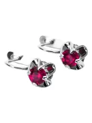 Vintage 925 Silver Ruby earrings vec018s