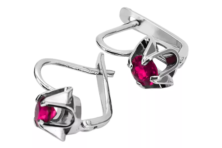 Vintage 925 Silver Ruby earrings vec018s