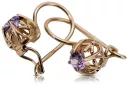 Originales Vintage-Roségold 14 Karat mit Amethyst Ohrringe vec145