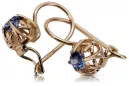 "Original 14K Rose Gold Vintage Earrings Featuring Sapphire Stones" vec145