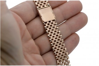 Винтажна розова розова 14k 585 златен мъжки часовник гривна mbw020r