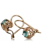 "Timeless 14K 585 Rose Gold Vintage Earrings Showcasing Emerald Stones" vec145