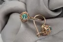 "Bijoux vintages: Boucles d'oreilles en or rose 14 carats 585 ornées d'Émeraude" vec145