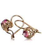 "Boucles d'oreilles élégantes vintage en or rose 14 carats avec rubis" vec145