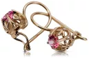 "Boucles d'oreilles élégantes vintage en or rose 14 carats avec rubis" vec145