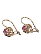 "Boucles d'oreilles élégantes vintage en or rose 14 carats avec rubis" vec145