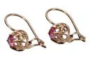 "Boucles d'oreilles élégantes vintage en or rose 14 carats avec rubis" vec145