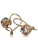 Bijoux vintage d'origine: Boucles d'oreilles en Or rose 14 carats et Aigue-marine vec145