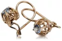 Bijoux vintage d'origine: Boucles d'oreilles en Or rose 14 carats et Aigue-marine vec145