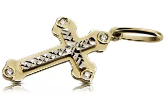 "Luxurious 14K Yellow White Gold Orthodox Zircon Cross Jewelry" oc011yw