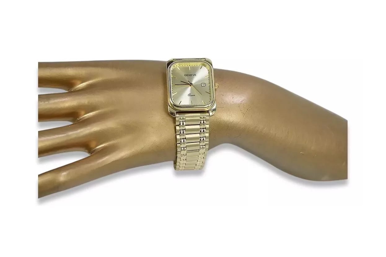 Gold men's watch Geneve ★ zlotychlopak.pl ★ Gold purity 585 333 Low Price!