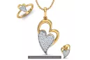 Jaune rose or argenté beau coeur pendentif cgcpc017