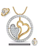 Jaune rose or argenté beau coeur pendentif cgcpc019yw10g