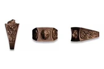 Galben, alb, roz, aur, argint, inel cu sigiliu de leu pentru barbati