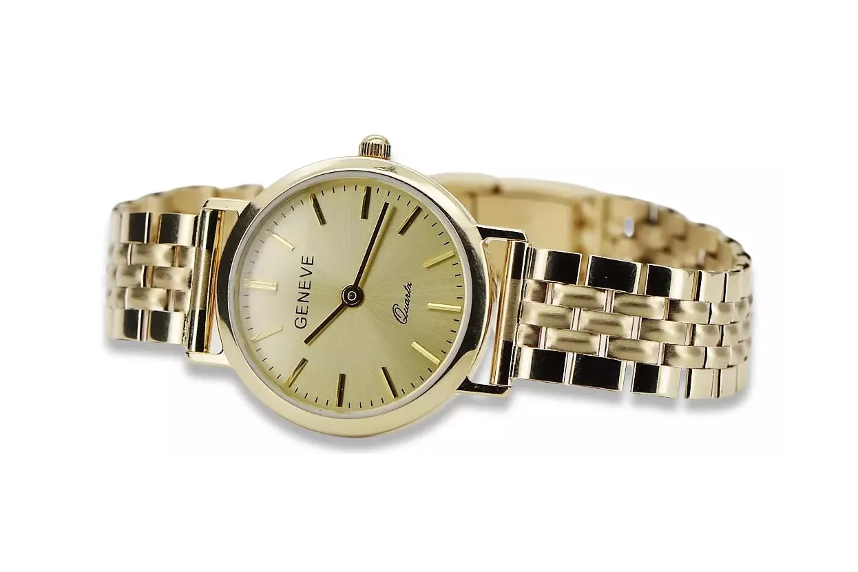 Gold men's watch Geneve ★ zlotychlopak.pl ★ Gold purity 585 333 Low Price!