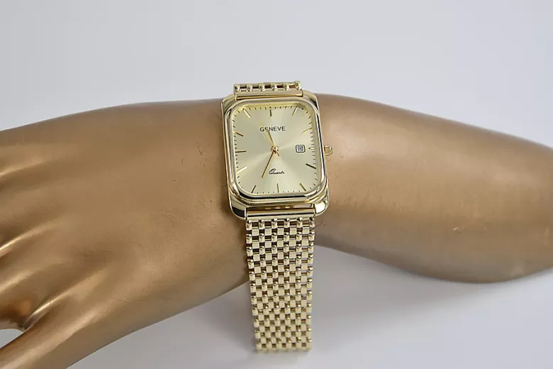 Gelbe Herrenuhr aus 14 Karat Gold mit Armband Geneve mw001y&mbw004y