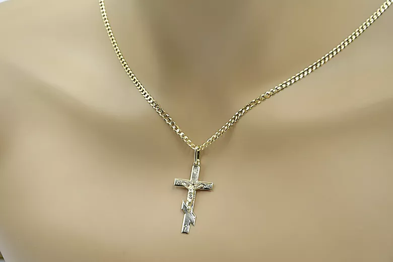 Gold Orthodox Cross Anhänger & Gurmeta 14k Goldkette oc001y&cc001y