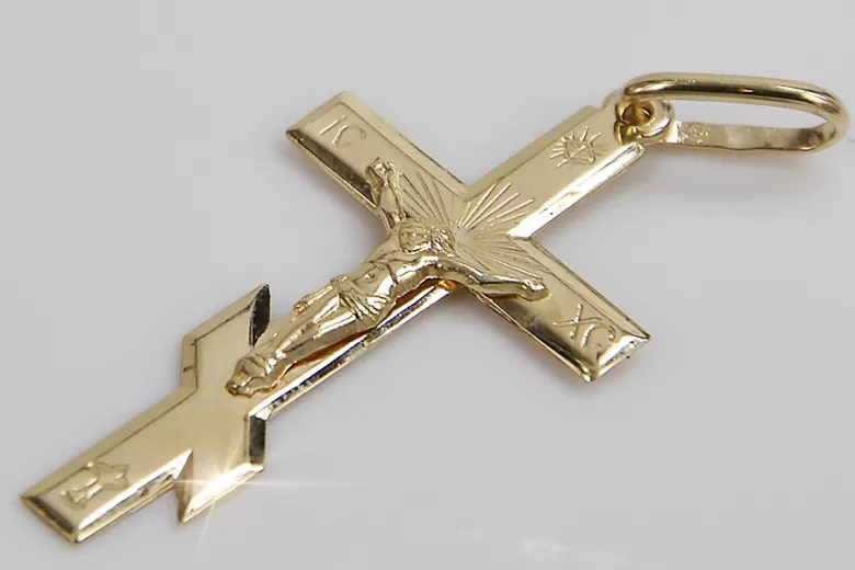 Croix orthodoxe en or avec chaîne ★ zlotychlopak.pl ★ échantillon d’or 585 333 Prix bas