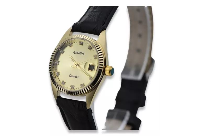 Gold men's watch Geneve ★ zlotychlopak.pl ★ Gold purity 585 333 Low Price!