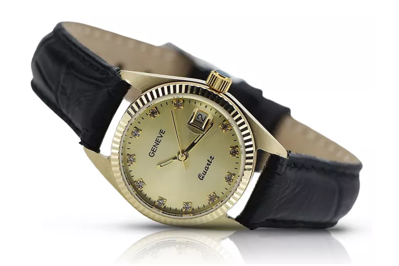 Gold men's watch Geneve ★ zlotychlopak.pl ★ Gold purity 585 333 Low Price!