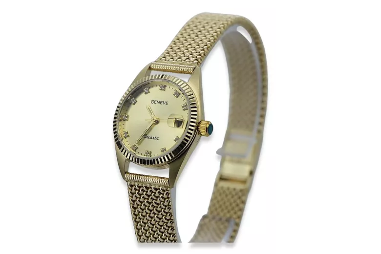 Gold men's watch Geneve ★ zlotychlopak.pl ★ Gold purity 585 333 Low Price!