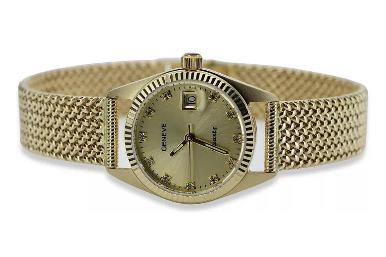 Gold men's watch Geneve ★ zlotychlopak.pl ★ Gold purity 585 333 Low Price!