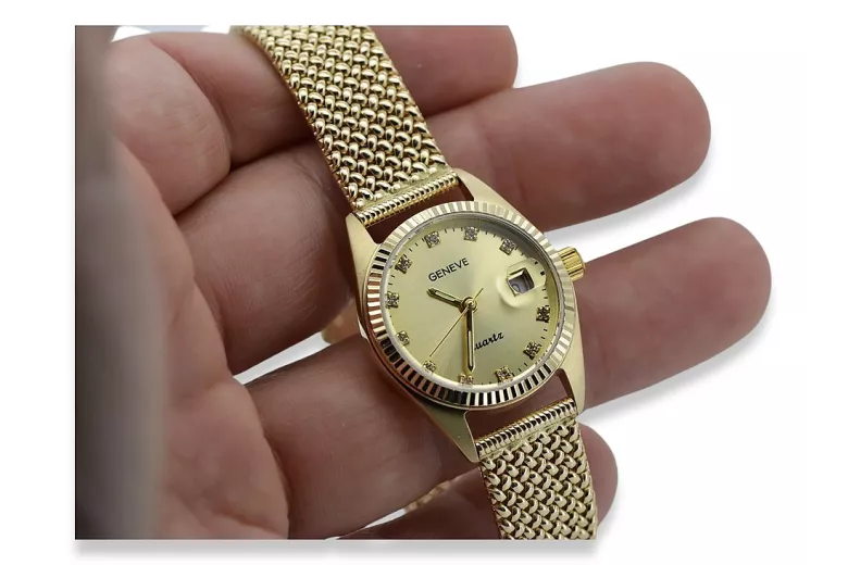 Gold men's watch Geneve ★ zlotychlopak.pl ★ Gold purity 585 333 Low Price!