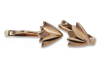 Rose pink 14k 585 gold Vintage leaf earrings ven170