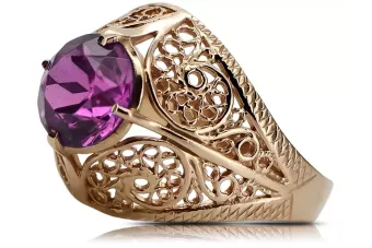 Розовое 14k золото 585 Amethyst кольцо vrc026 Винтаж