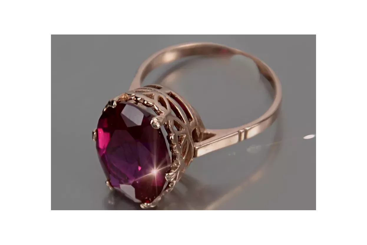 Anillo ruso soviético rosa 14k 585 oro Alejandrita Rubí Esmeralda Zafiro Zircon vrc189