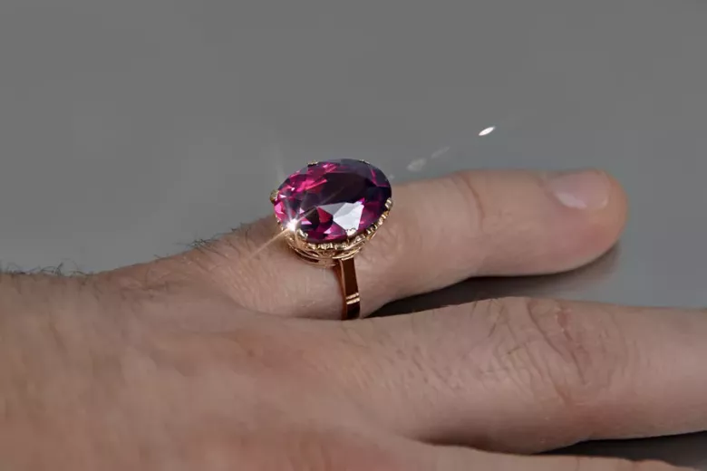 Anillo ruso soviético rosa 14k 585 oro Alejandrita Rubí Esmeralda Zafiro Zircon vrc189