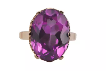 Ruso soviético rosa 14k 585 oro Alexandrite Ruby Esmeralda anillo Zircon vrc084