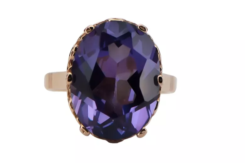 Ruso soviético rosa 14k 585 oro Alexandrite Ruby Esmeralda anillo Zircon vrc084