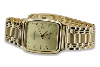 Жълт 14k 585 златен мъжки часовник Geneve mw002y&mbw009y