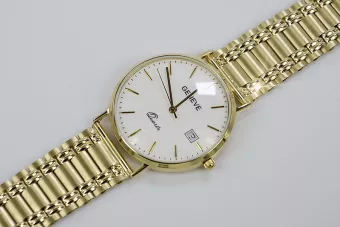 Galben italian 14k 585 de aur pentru bărbați ceas Geneve mw006ydw&mbw009y