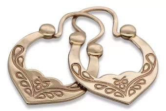 Rosa rusa rosa soviético 14k 585 oro URSS Vintage Pendientes Gipsy ven017