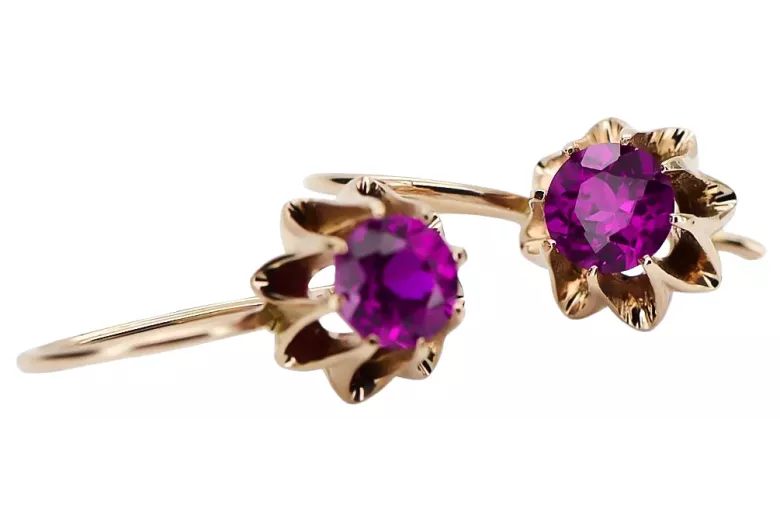 Rose rosa 14k 585 gold amethyst Ohrringe vec092 Jahr