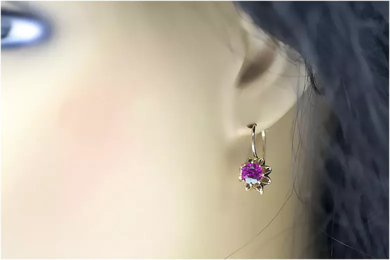 Rose rosa 14k 585 gold amethyst Ohrringe vec092 Jahr