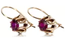 Rose pink 14k 585 gold ruby earrings vec092 Vintage Russian Soviet style